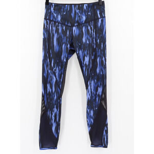 Lululemon Women's Pace Rival Crop Full On Luxtreme Blue Black Mesh Leggings Sz 4